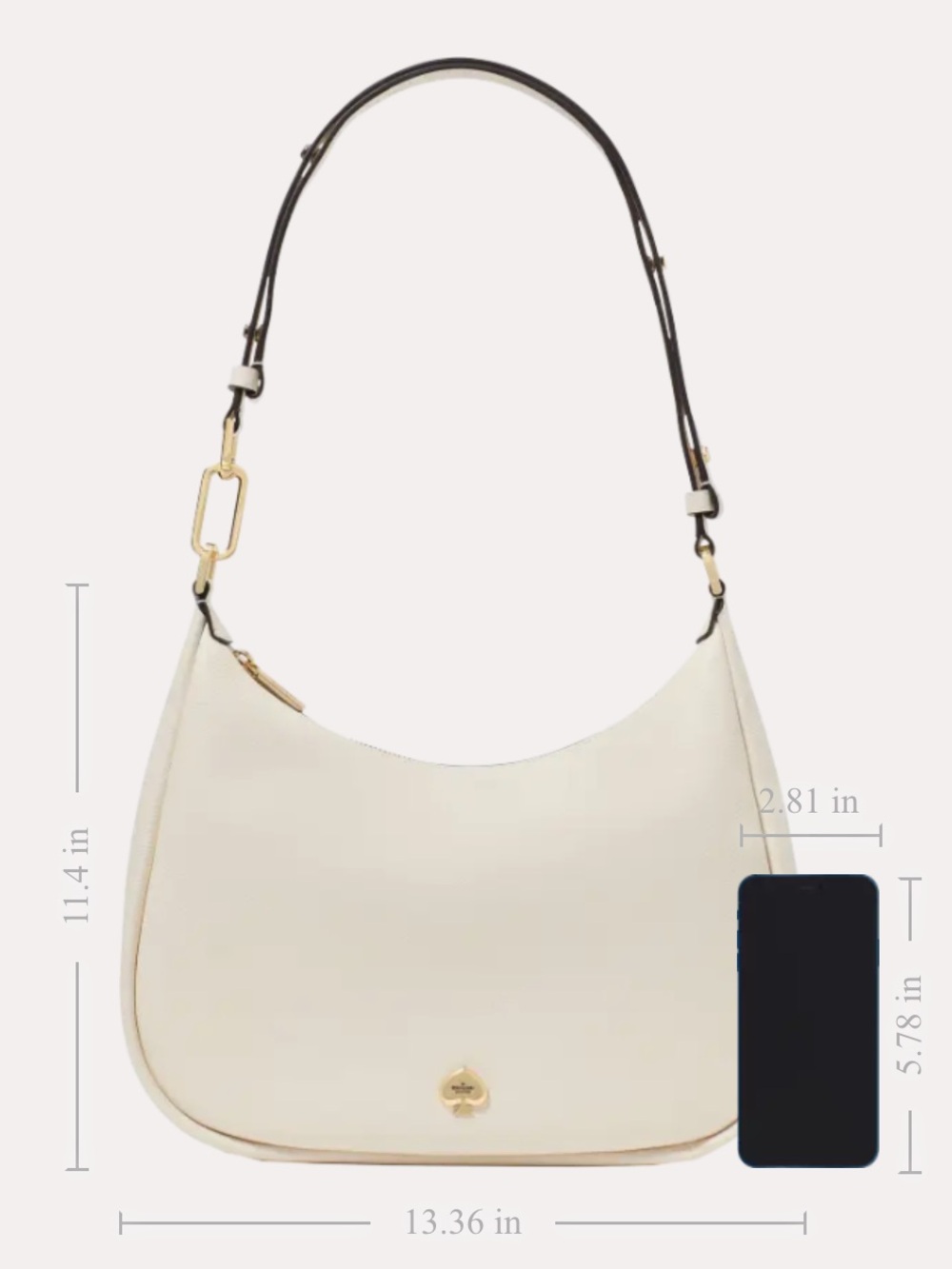 kate spade large Kayla Cream Leather Hobo with Dark Contrast Strap